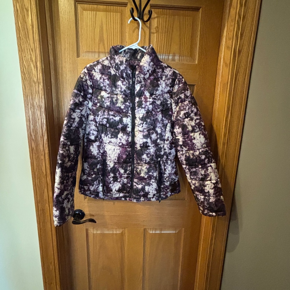 Purple and white sporty puffy winter jacket!